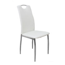 Jedálenská stolička, ekokoža biela/chróm, ERVINA P1, poškodený tovar