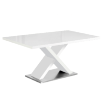 Jedálenský stôl, biela s vysokým leskom HG, FARNEL P2, poškodený tovar
