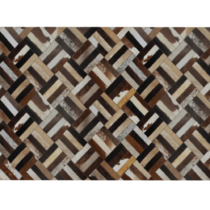 Luxusný kožený koberec, hnedá/čierna/béžová, patchwork, 200x300 , KOŽA TYP 2