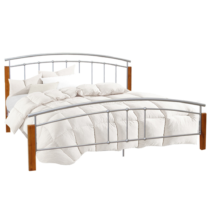 Manželská posteľ, drevo jelša/strieborný kov, 160x200, MIRELA R1, rozbalený tovar